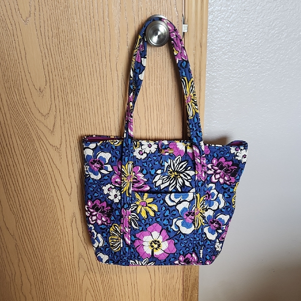 Floral Tote Bag - Blue and Pink